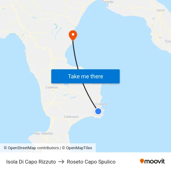 Isola Di Capo Rizzuto to Roseto Capo Spulico map