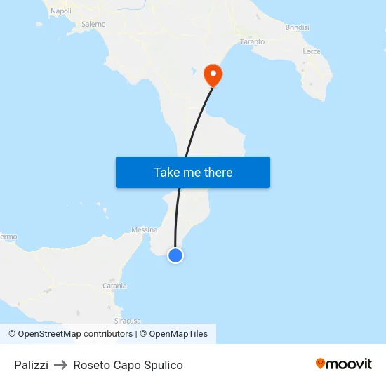 Palizzi to Roseto Capo Spulico map