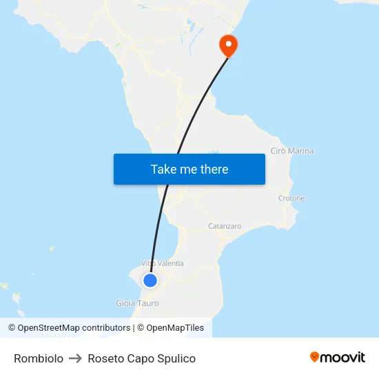 Rombiolo to Roseto Capo Spulico map