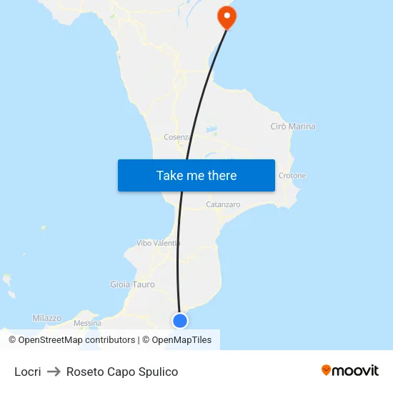 Locri to Roseto Capo Spulico map