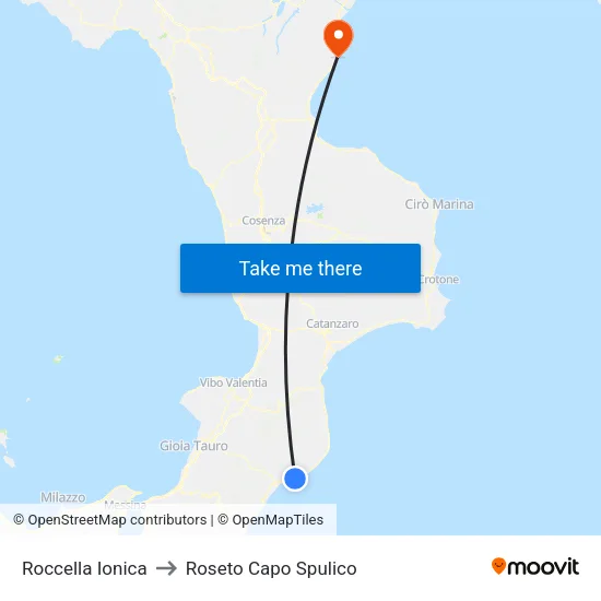 Roccella Ionica to Roseto Capo Spulico map