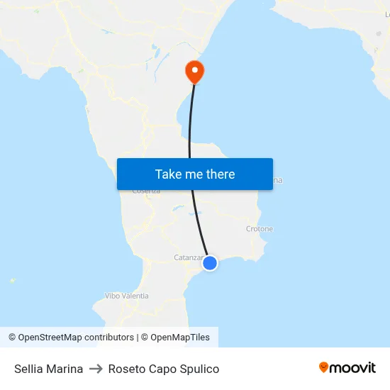 Sellia Marina to Roseto Capo Spulico map
