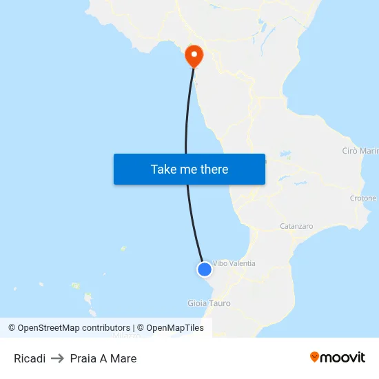 Ricadi to Praia A Mare map