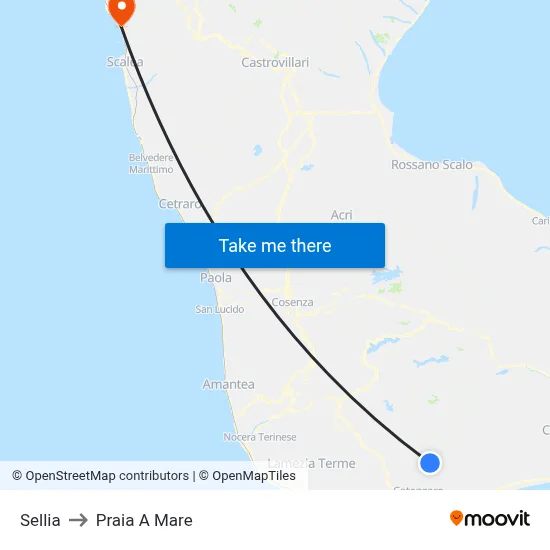 Sellia to Praia A Mare map