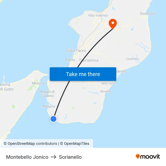 Montebello Jonico to Sorianello map
