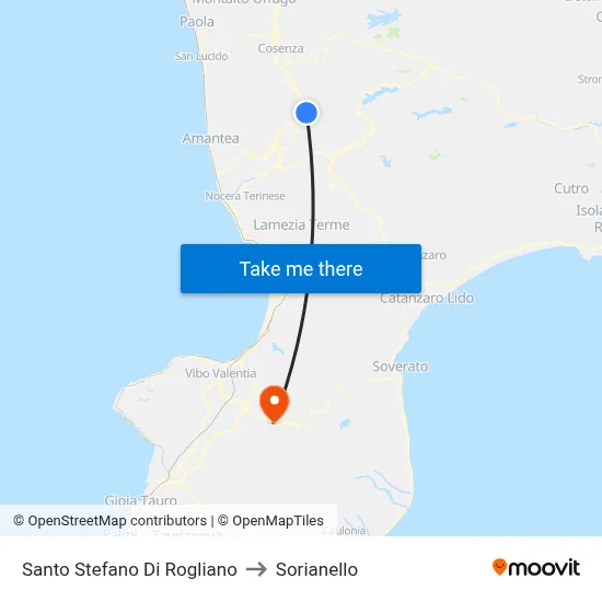 Santo Stefano Di Rogliano to Sorianello map