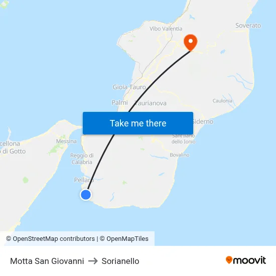 Motta San Giovanni to Sorianello map