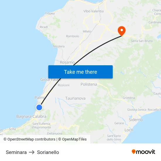 Seminara to Sorianello map