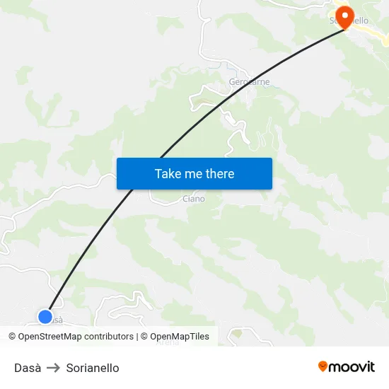 Dasà to Sorianello map