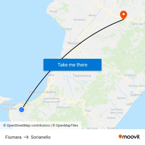 Fiumara to Sorianello map