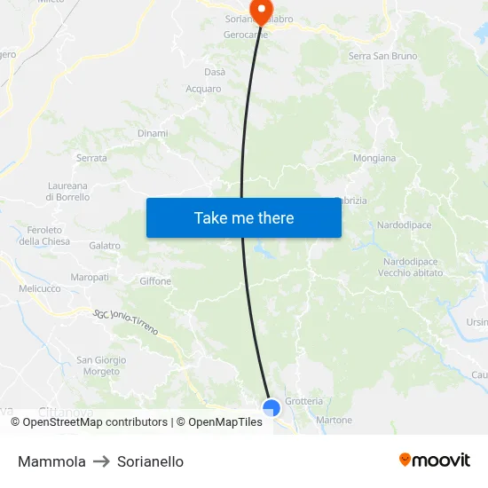 Mammola to Sorianello map