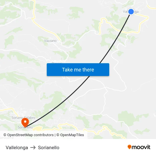 Vallelonga to Sorianello map