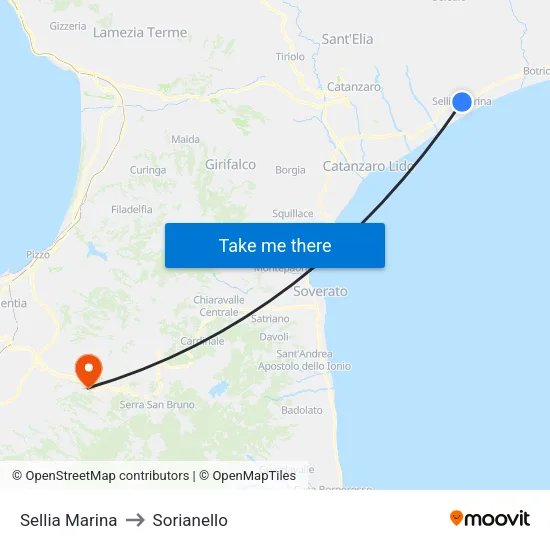 Sellia Marina to Sorianello map
