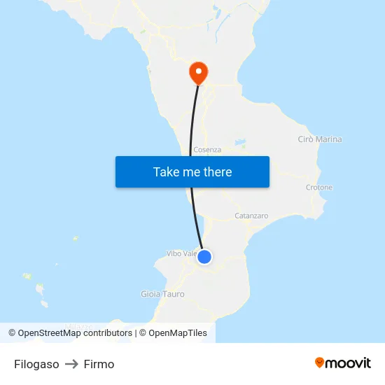 Filogaso to Firmo map