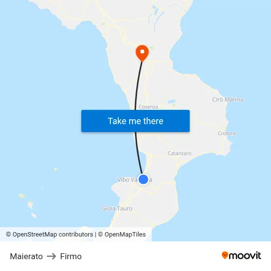 Maierato to Firmo map