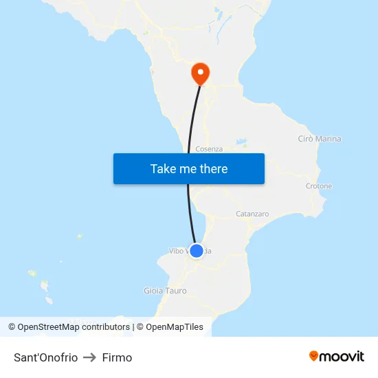 Sant'Onofrio to Firmo map