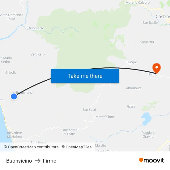 Buonvicino to Firmo map