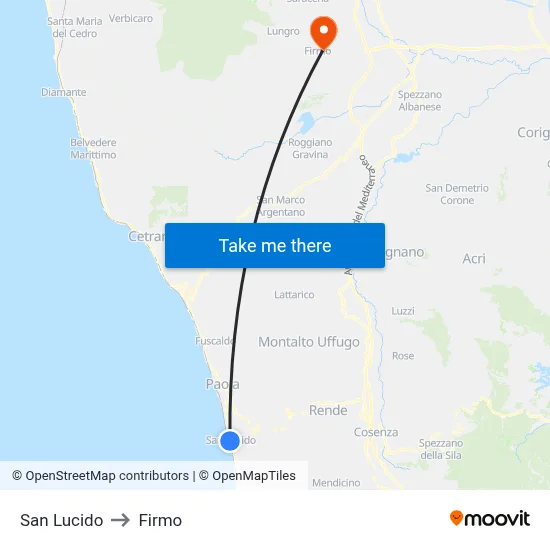 San Lucido to Firmo map