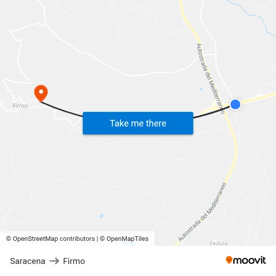 Saracena to Firmo map