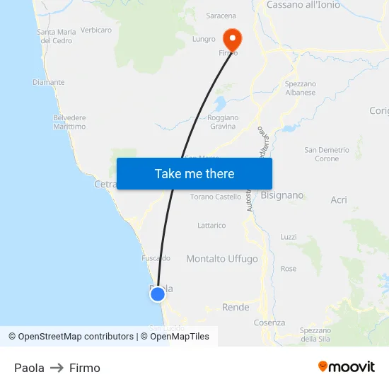 Paola to Firmo map