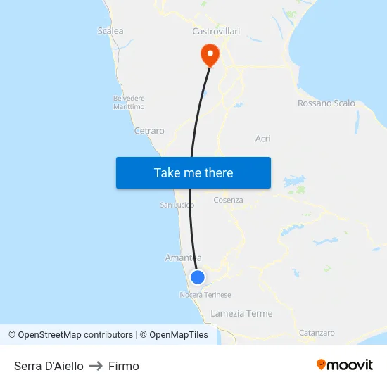 Serra D'Aiello to Firmo map