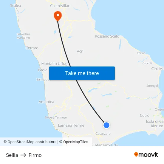 Sellia to Firmo map