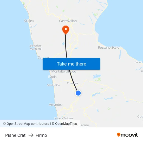 Piane Crati to Firmo map