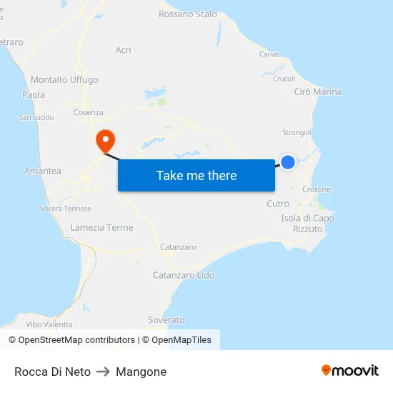 Rocca Di Neto to Mangone map