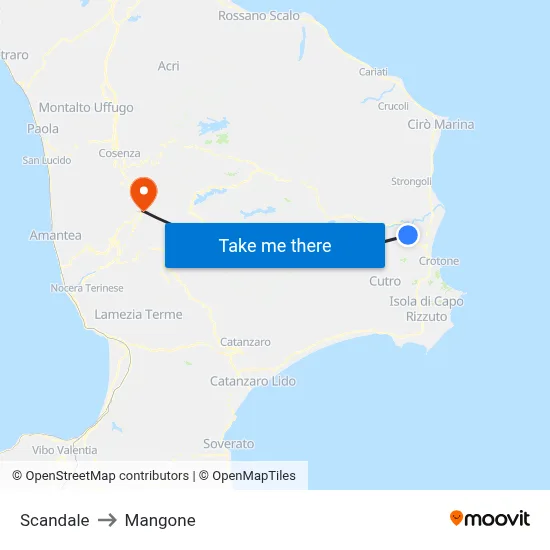 Scandale to Mangone map