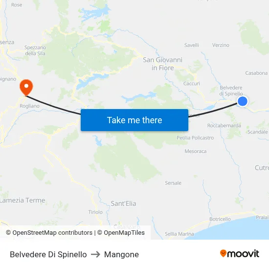 Belvedere di Spinello to Mangone map