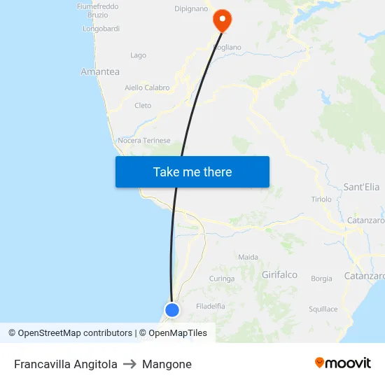 Francavilla Angitola to Mangone map