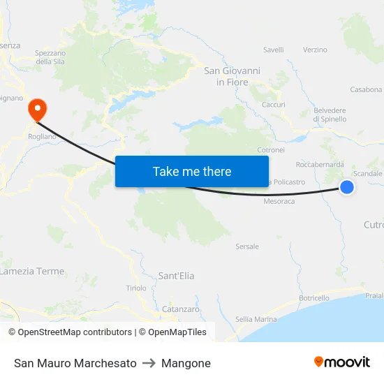 San Mauro Marchesato to Mangone map