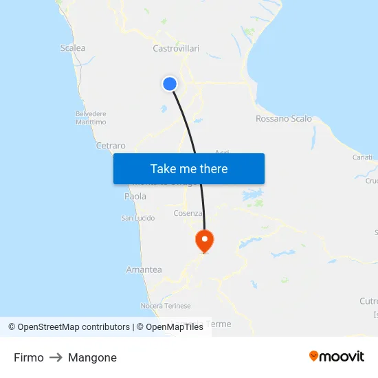 Firmo to Mangone map