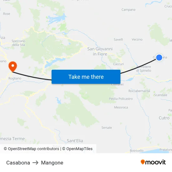 Casabona to Mangone map