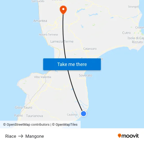 Riace to Mangone map