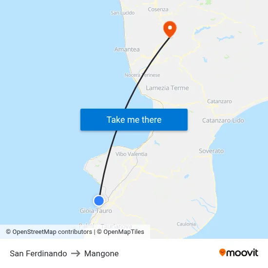 San Ferdinando to Mangone map