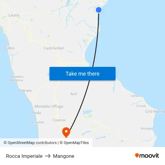 Rocca Imperiale to Mangone map
