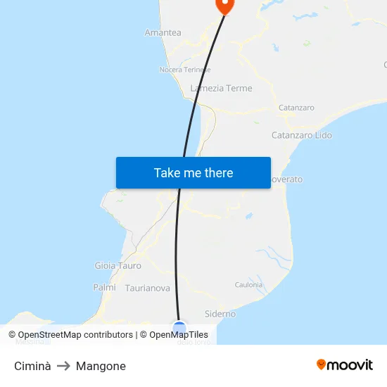 Ciminà to Mangone map