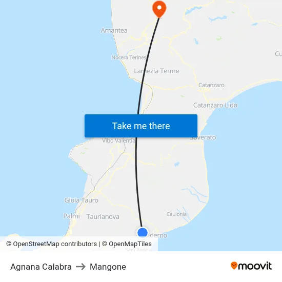 Agnana Calabra to Mangone map