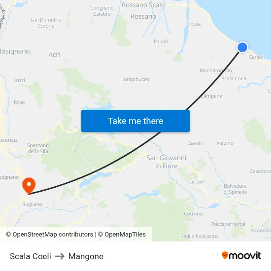 Scala Coeli to Mangone map
