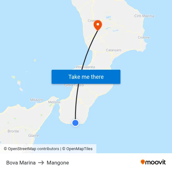 Bova Marina to Mangone map