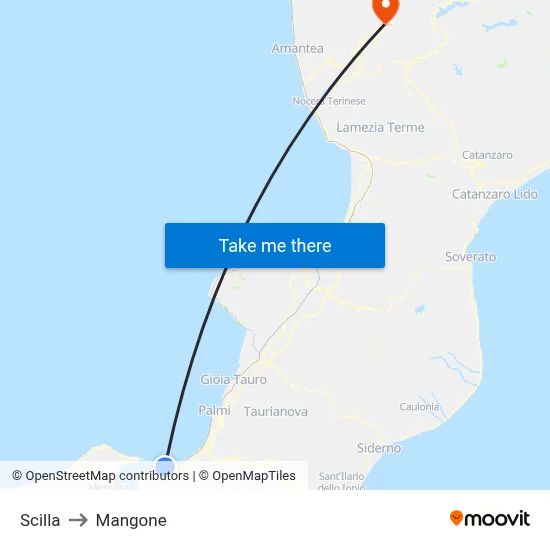 Scilla to Mangone map