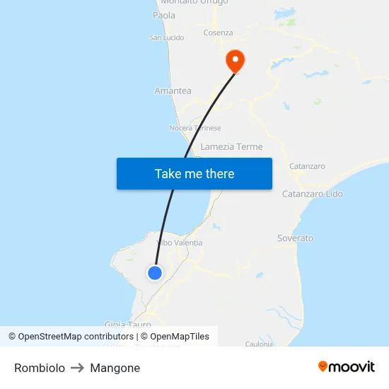 Rombiolo to Mangone map