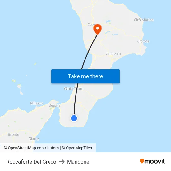 Roccaforte Del Greco to Mangone map