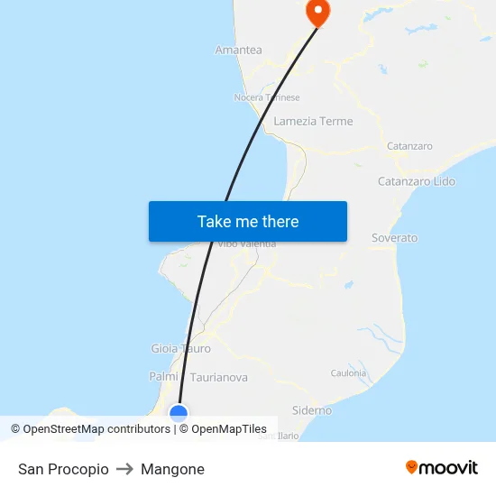 San Procopio to Mangone map