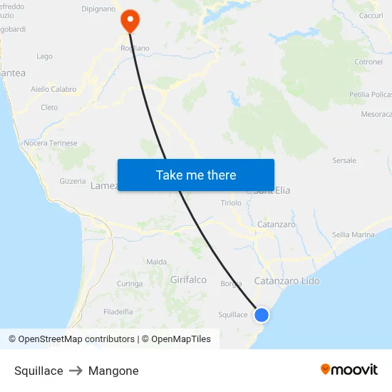 Squillace to Mangone map
