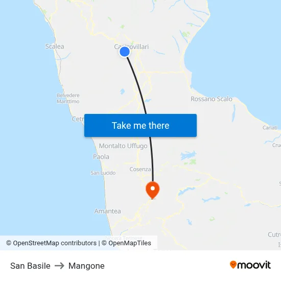 San Basile to Mangone map