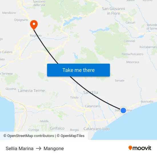 Sellia Marina to Mangone map