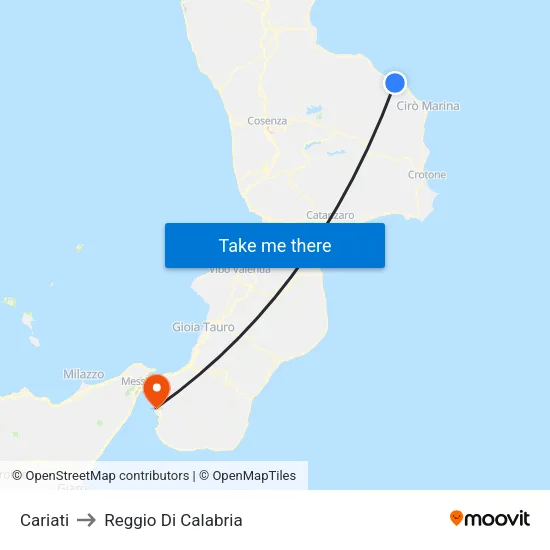 Cariati to Reggio Di Calabria map