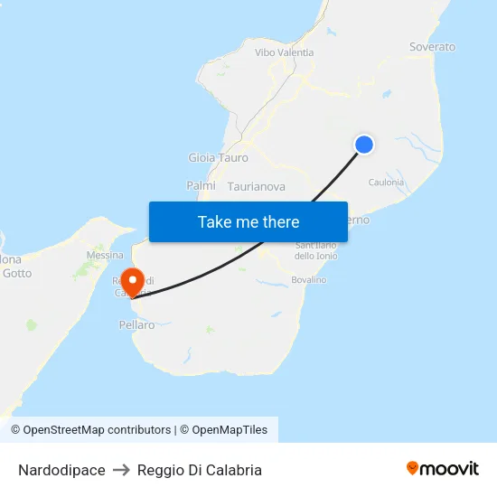 Nardodipace to Reggio Di Calabria map